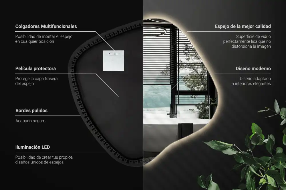 Specchio macchia con illuminazione LED unico