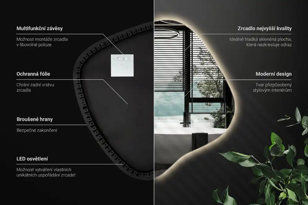 Specchio macchia con illuminazione LED unico