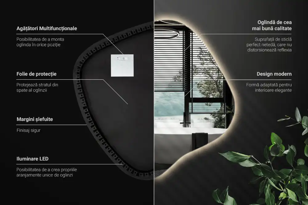 Specchio macchia con illuminazione LED unico