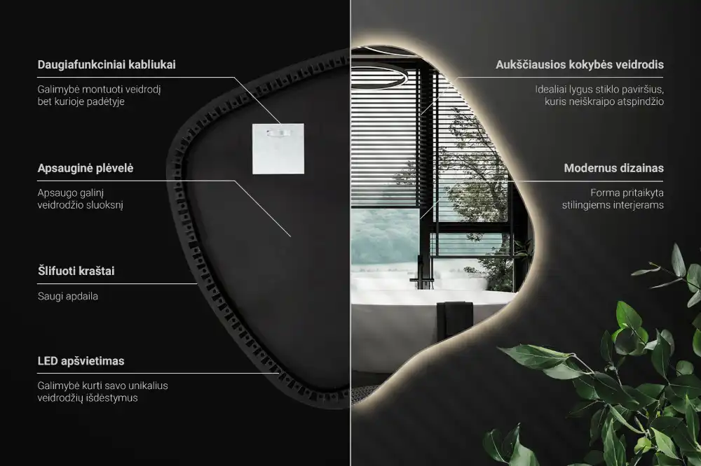 Specchio macchia con illuminazione LED unico