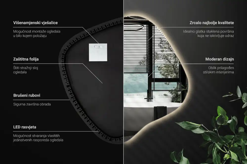 Specchio macchia con illuminazione LED unico