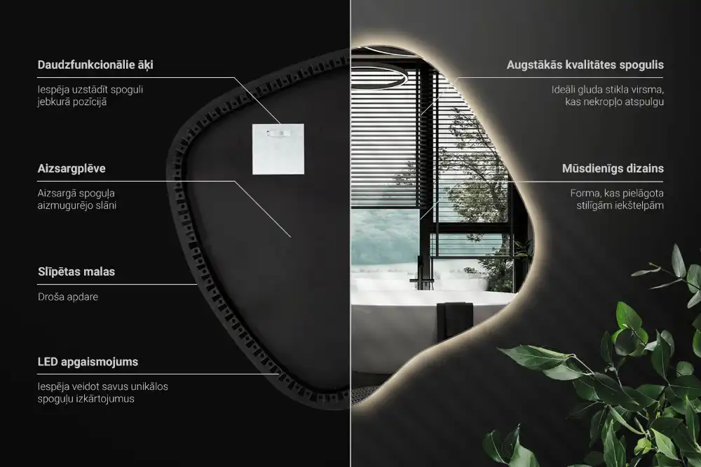 Specchio macchia con illuminazione LED unico