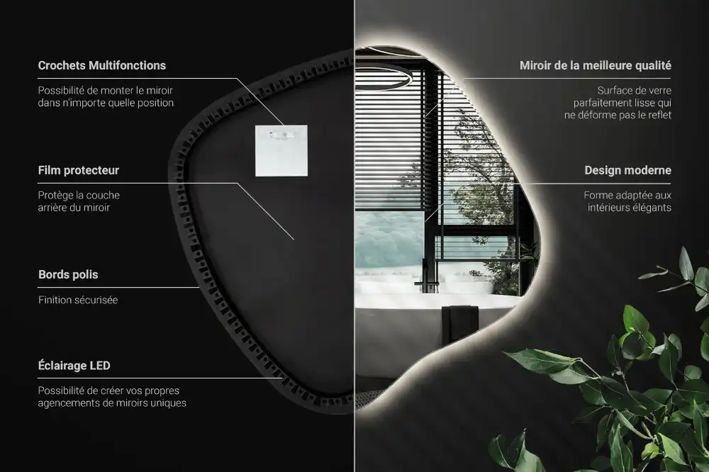 Specchio macchia con illuminazione LED unico