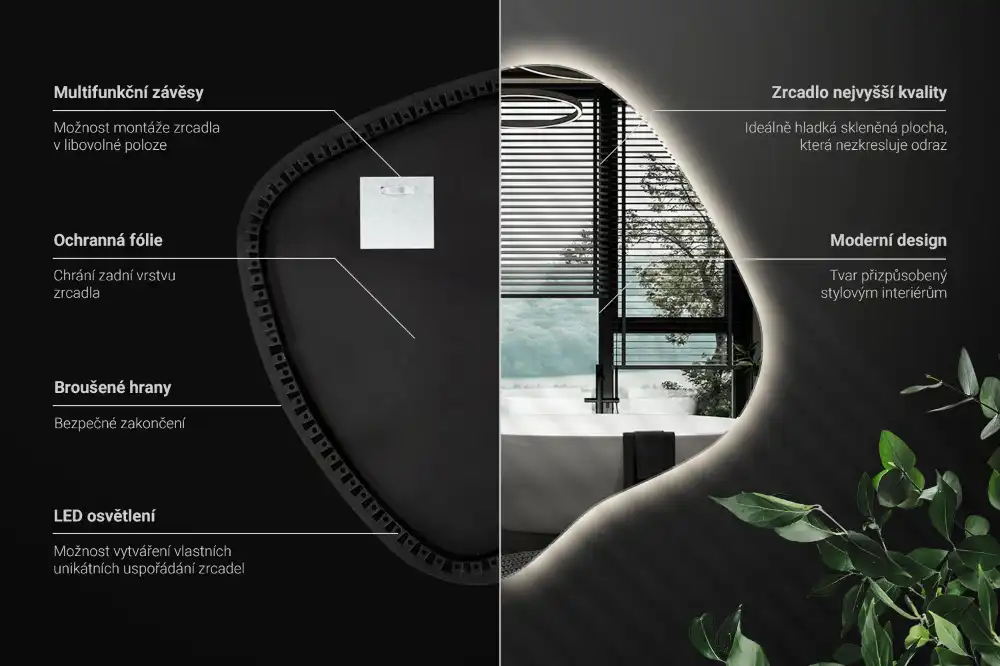 Specchio macchia con illuminazione LED unico