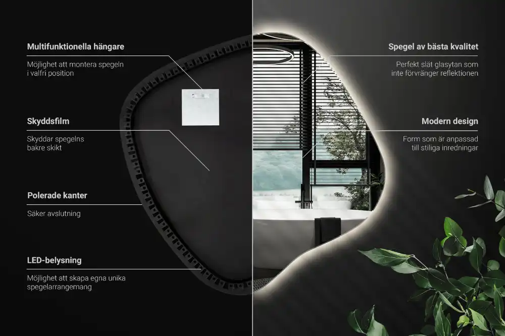 Specchio macchia con illuminazione LED unico