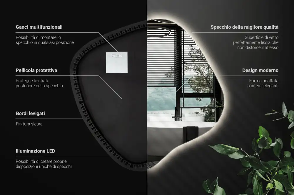 Specchio macchia con illuminazione LED unico