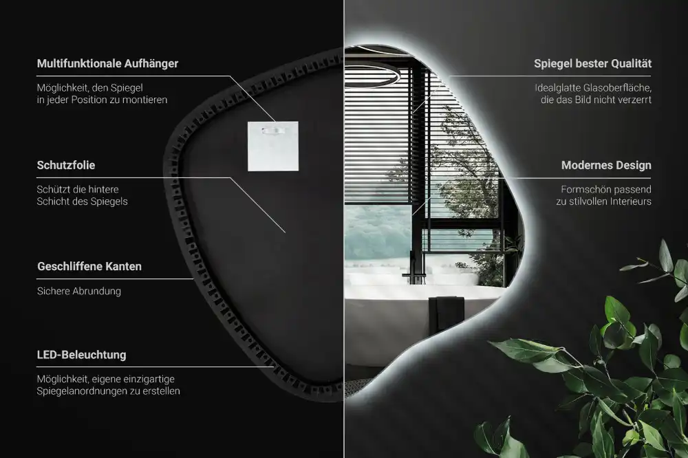 Specchio macchia con illuminazione LED unico