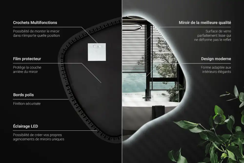 Specchio macchia con illuminazione LED unico