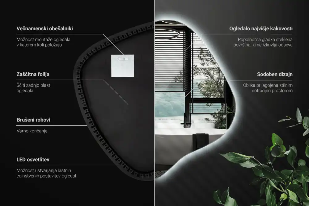 Specchio macchia con illuminazione LED unico