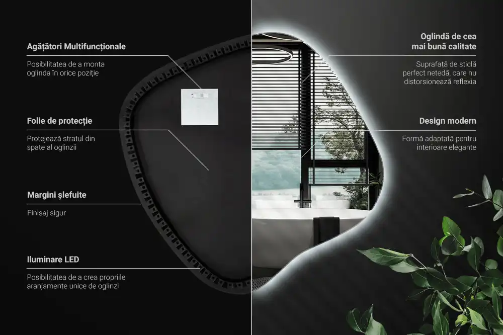 Specchio macchia con illuminazione LED unico