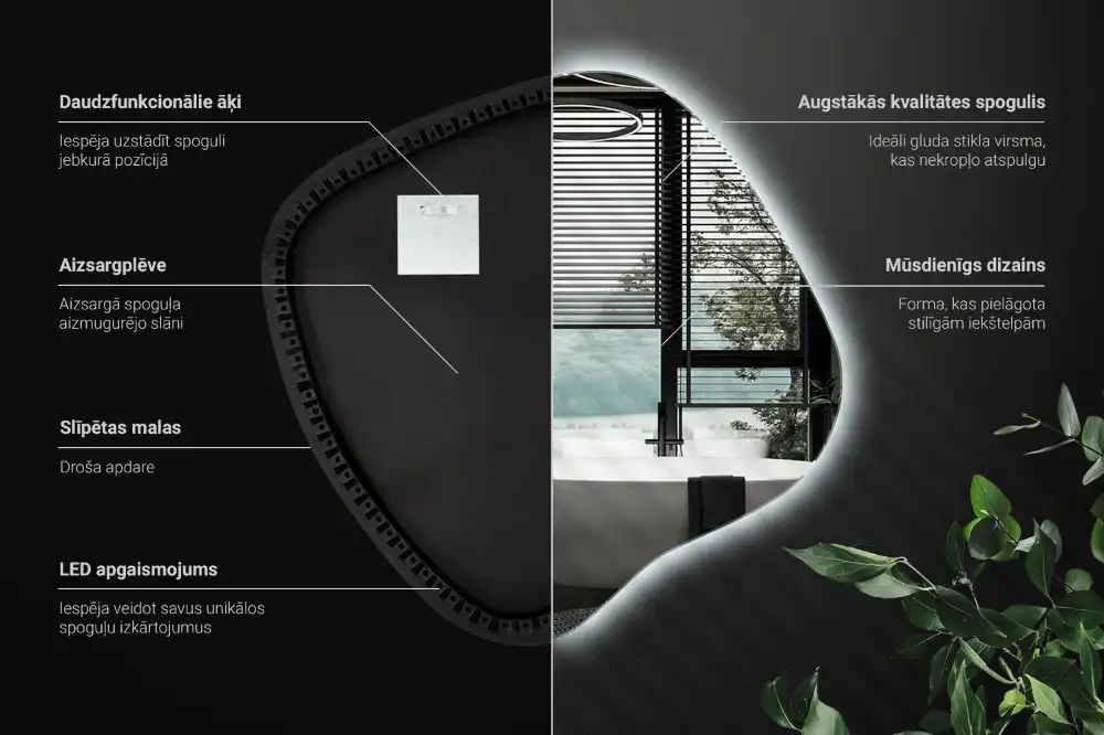Specchio macchia con illuminazione LED unico