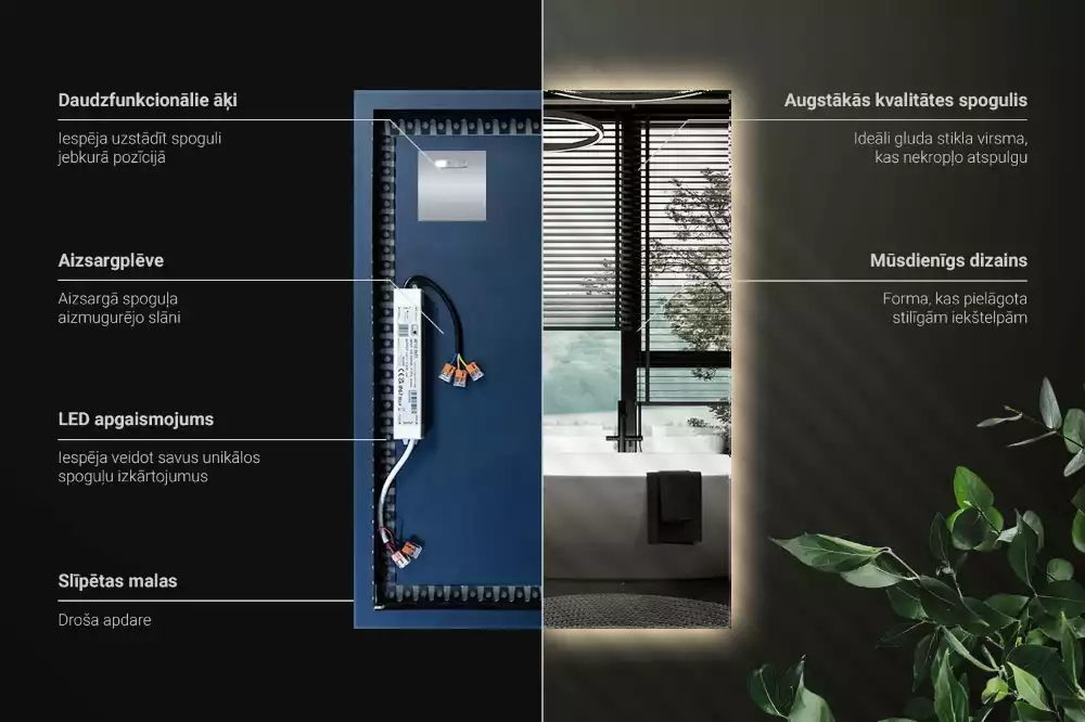 Specchio rettangolare con illuminazione a LED