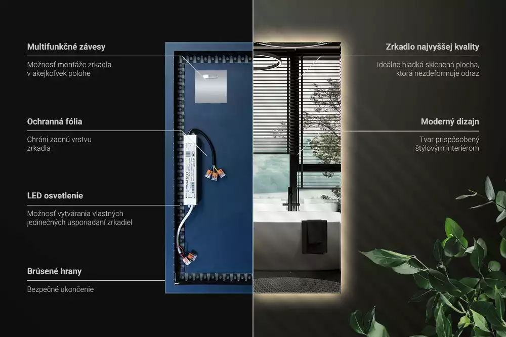 Specchio rettangolare con illuminazione a LED