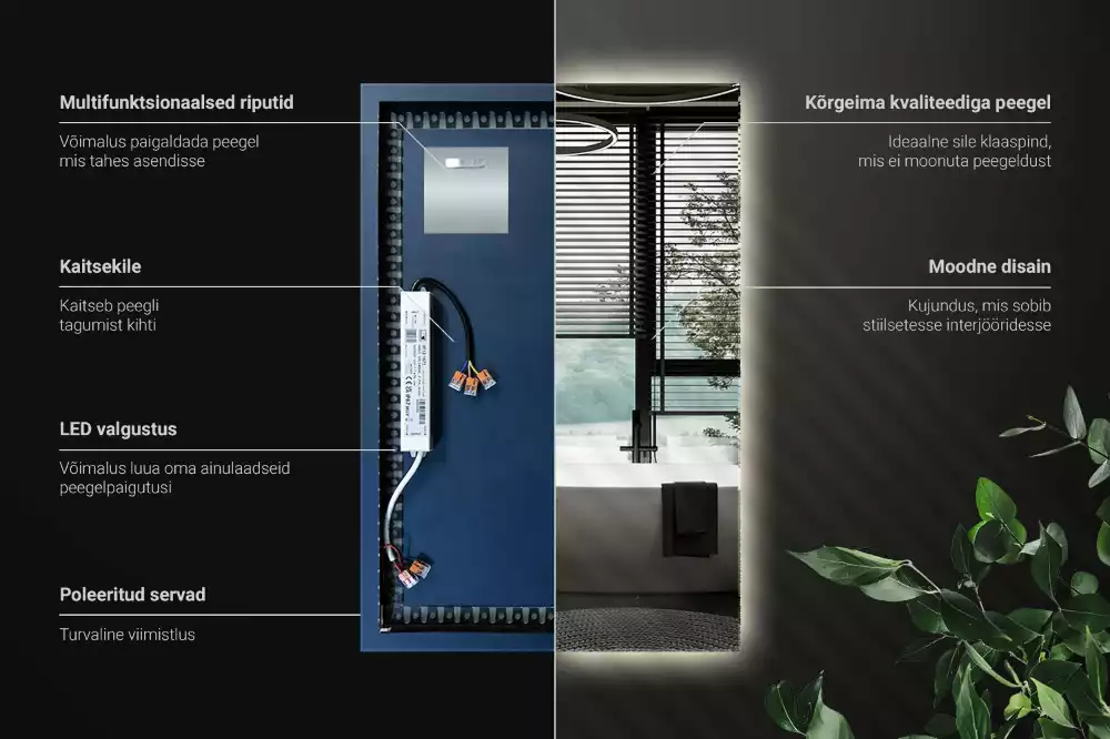 Specchio rettangolare con illuminazione a LED