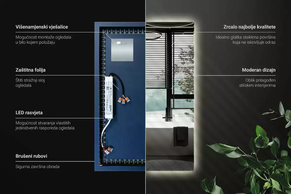 Specchio rettangolare con illuminazione a LED