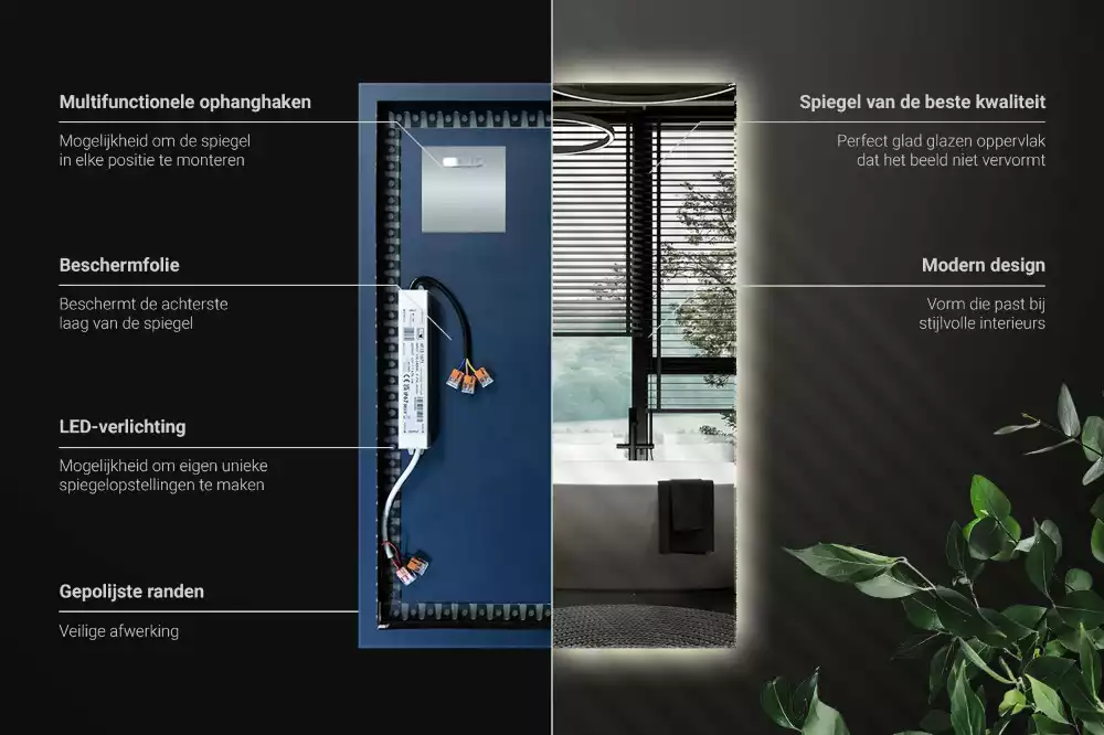 Specchio rettangolare con illuminazione a LED