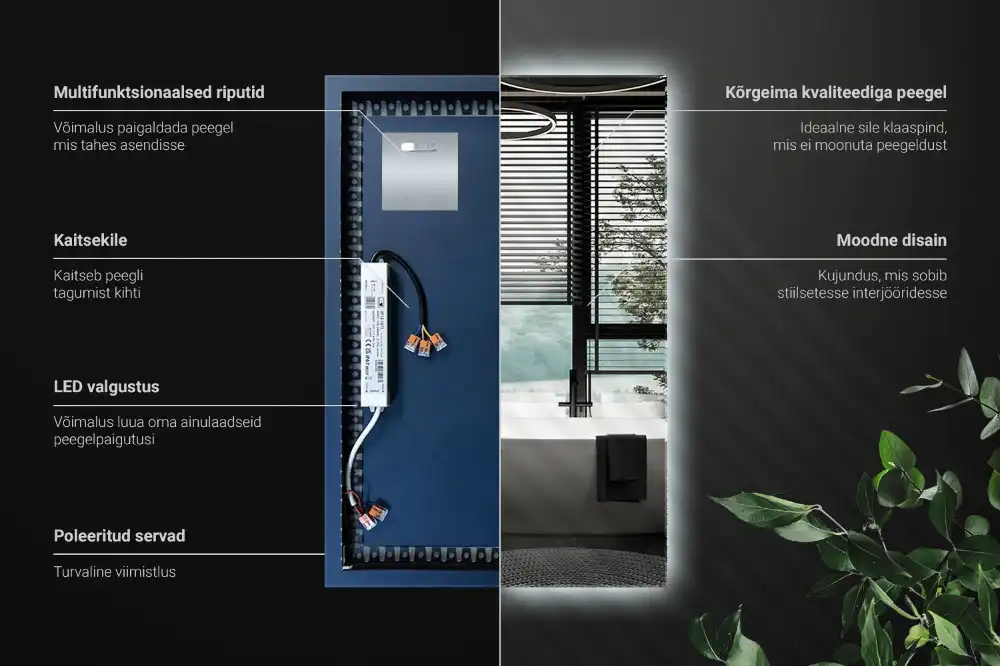 Specchio rettangolare con illuminazione a LED