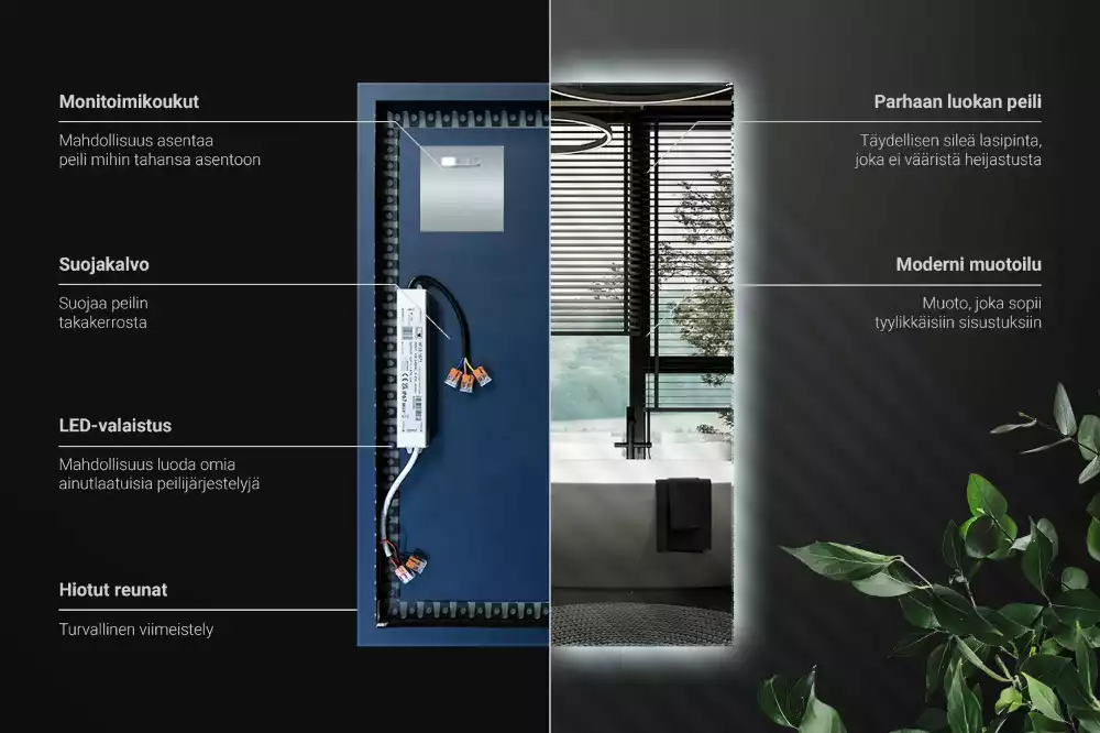 Specchio rettangolare con illuminazione a LED