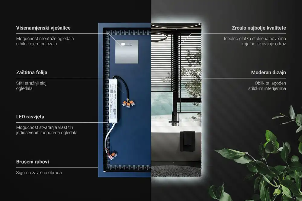 Specchio rettangolare con illuminazione a LED