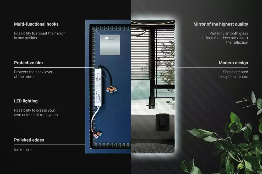 Specchio rettangolare con illuminazione a LED