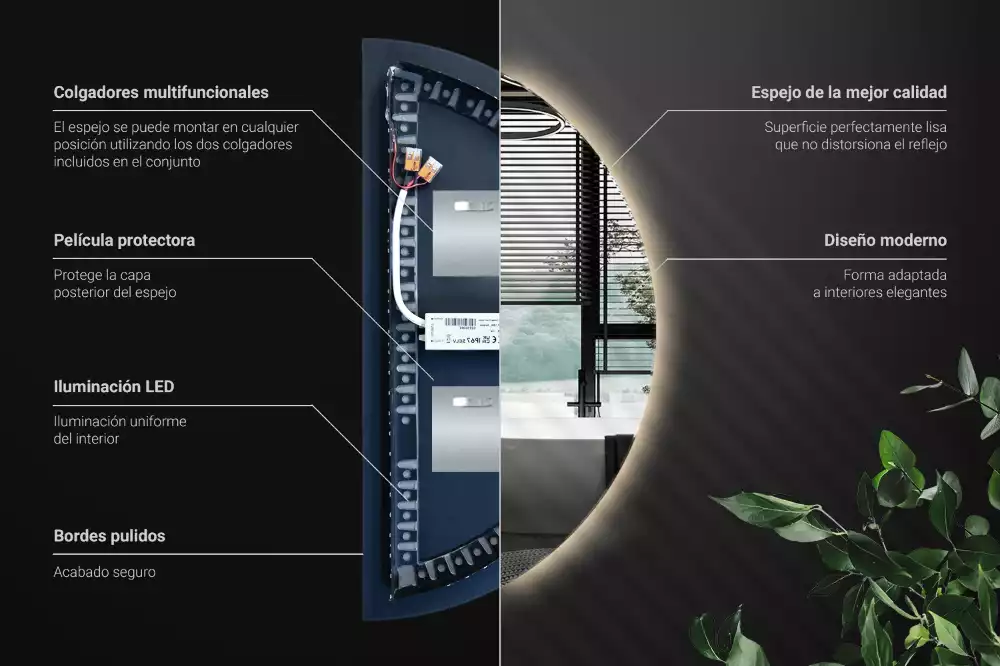 Specchio Semi-Circolare LED accessorio elegante