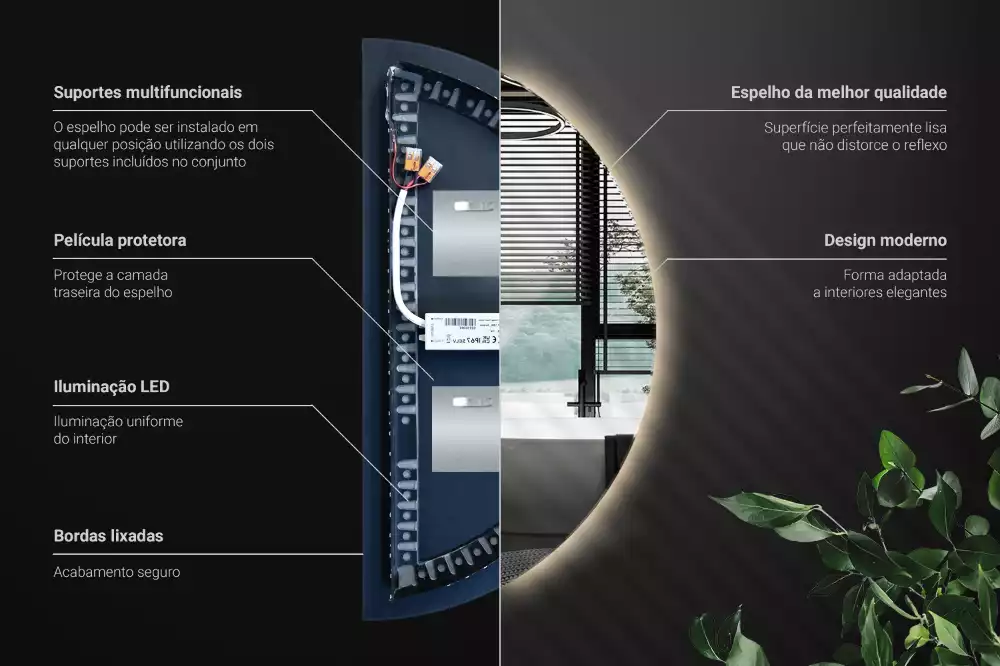 Specchio Semi-Circolare LED accessorio elegante