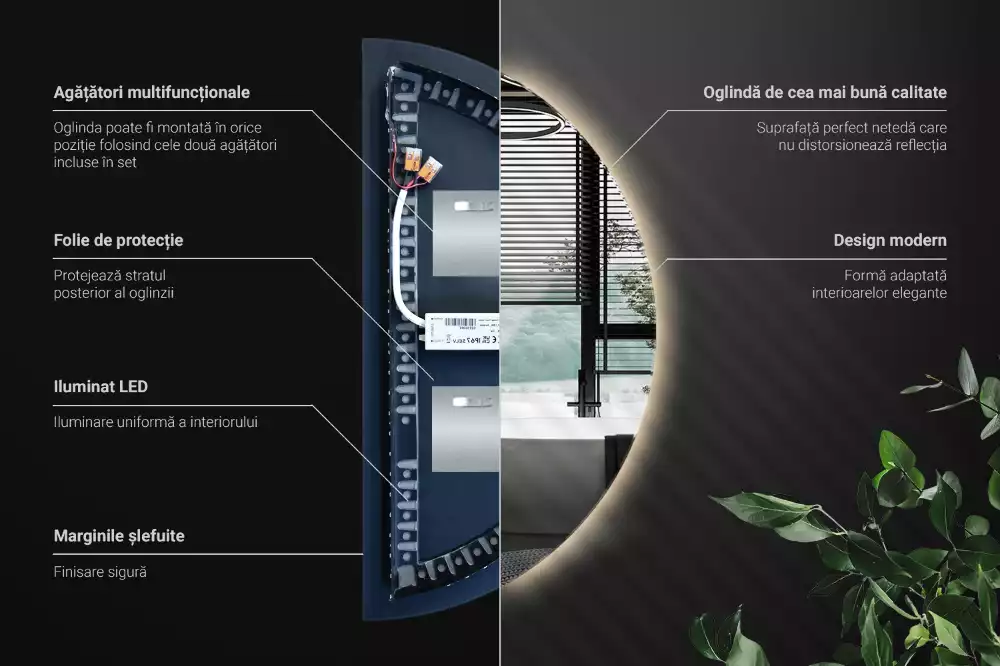 Specchio Semi-Circolare LED accessorio elegante