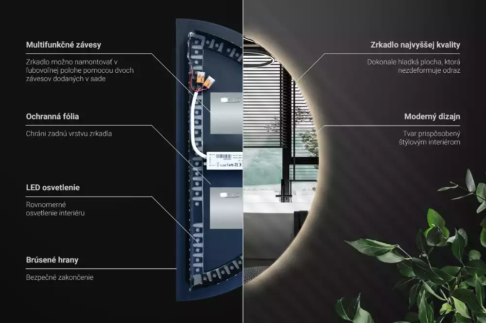 Specchio Semi-Circolare LED accessorio elegante