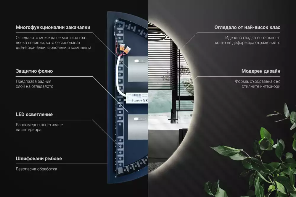 Specchio Semi-Circolare LED accessorio elegante