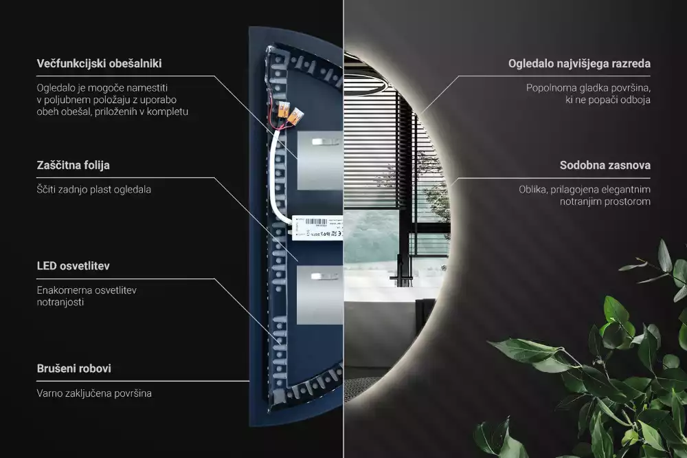 Specchio Semi-Circolare LED accessorio elegante