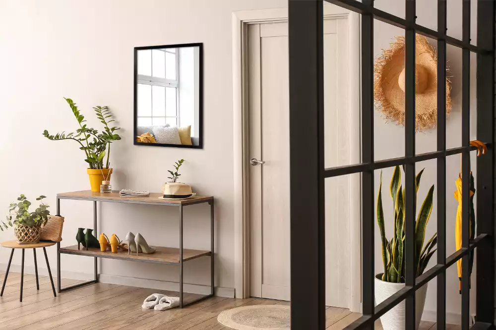 Specchio rettangolare da parete con cornice nera