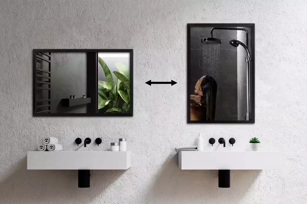 Specchio rettangolare da parete con cornice nera