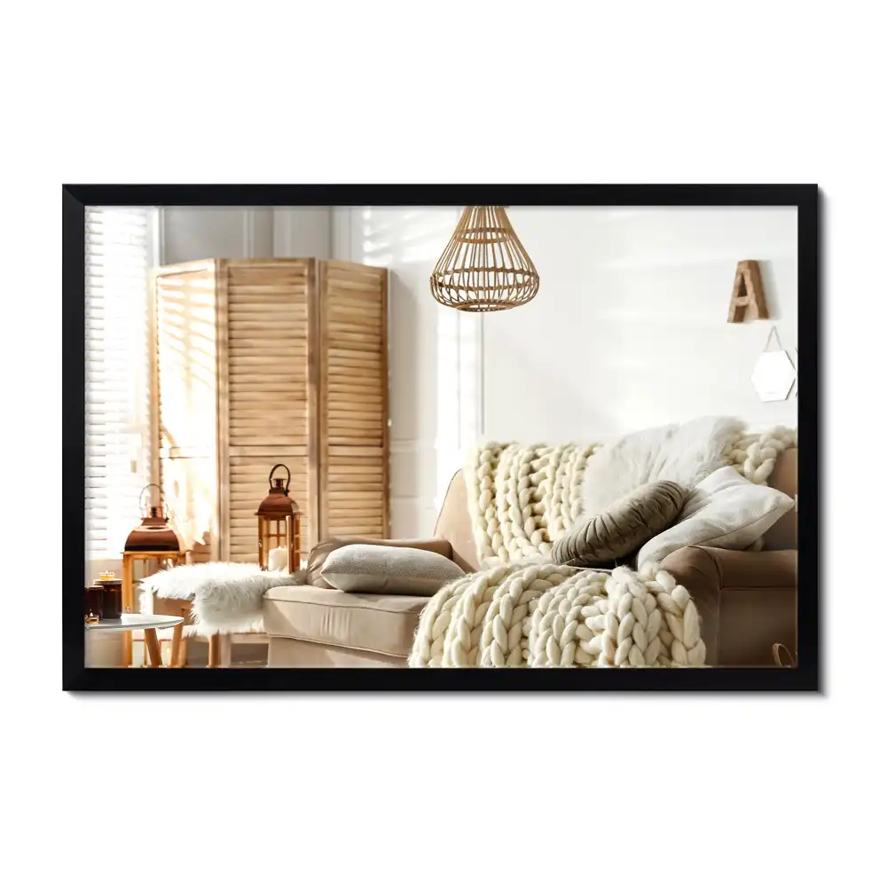 Specchio rettangolare da parete con cornice nera