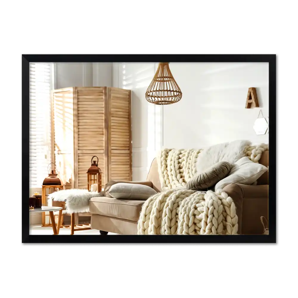 Specchio rettangolare da parete con cornice nera