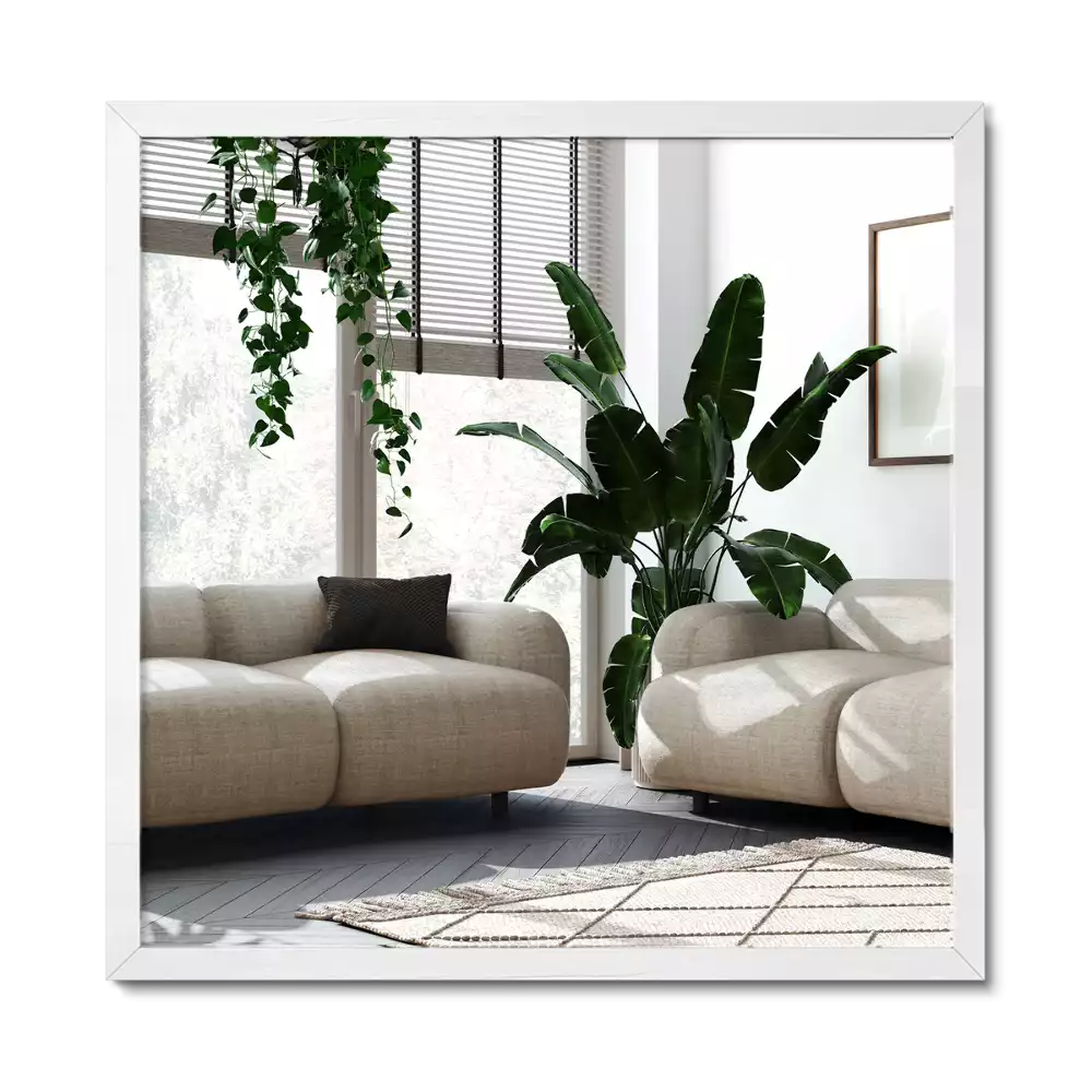 Specchio rettangolare decorativo con cornice bianca