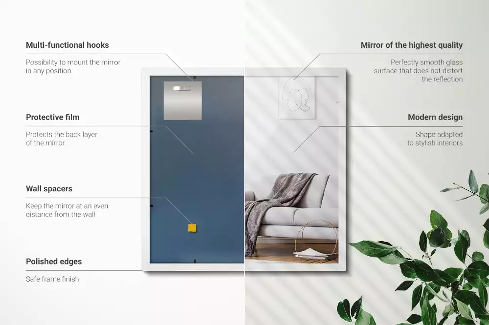 Specchio rettangolare decorativo con cornice bianca