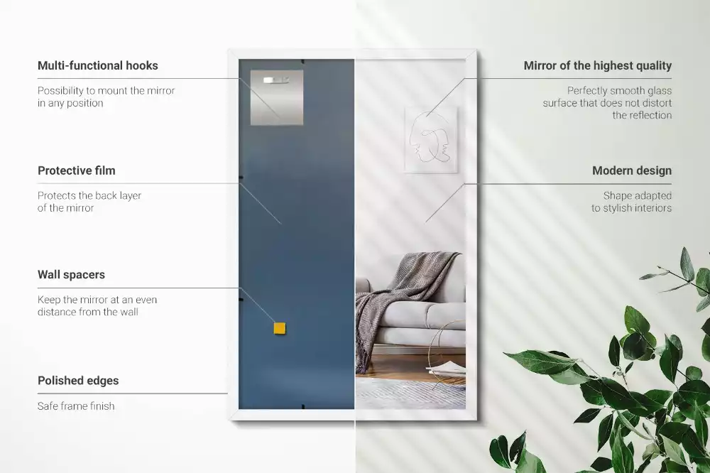 Specchio rettangolare decorativo con cornice bianca