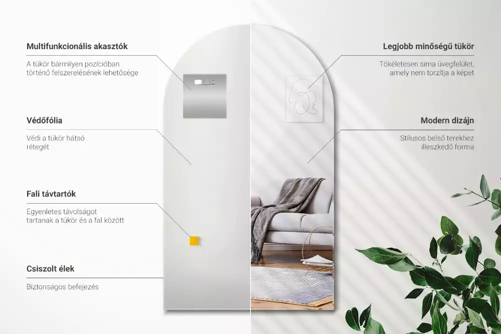 Specchio semiovale decorativo da parete