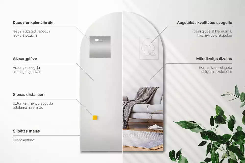 Specchio semiovale decorativo da parete