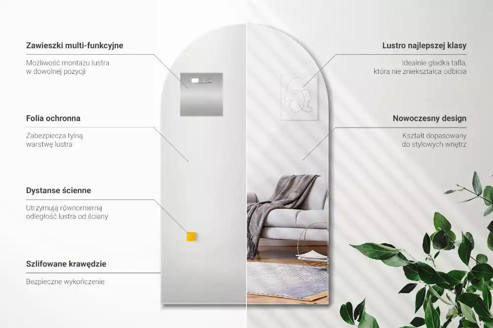 Specchio semiovale decorativo da parete