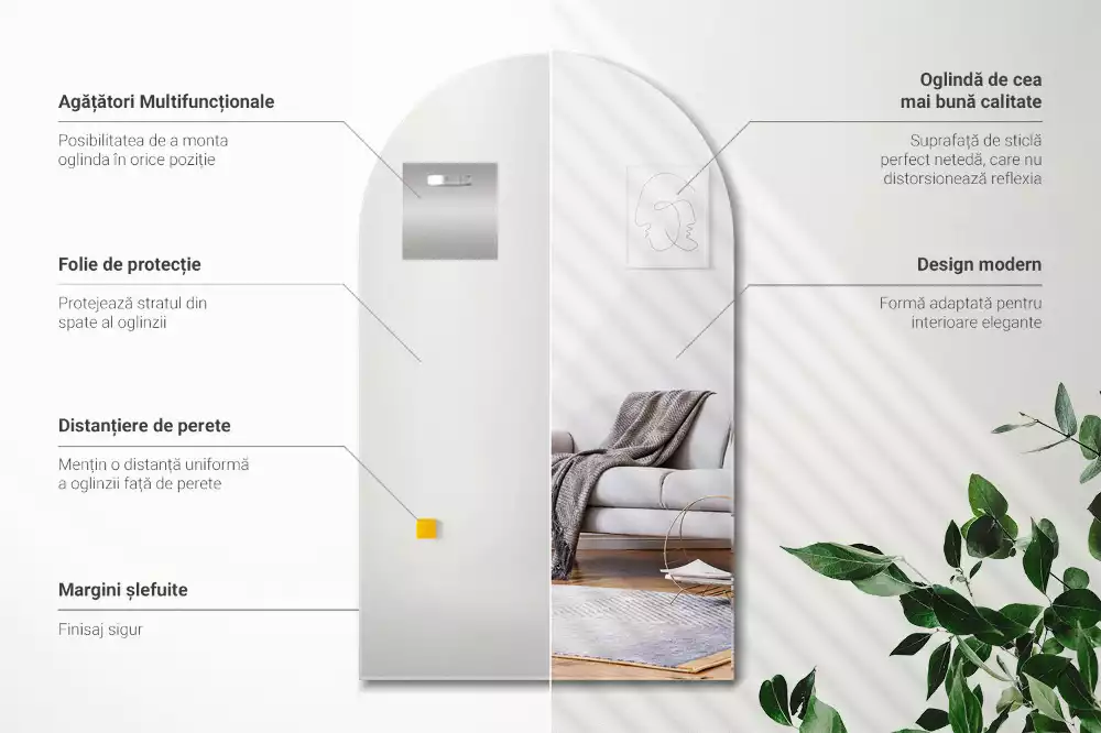 Specchio semiovale decorativo da parete