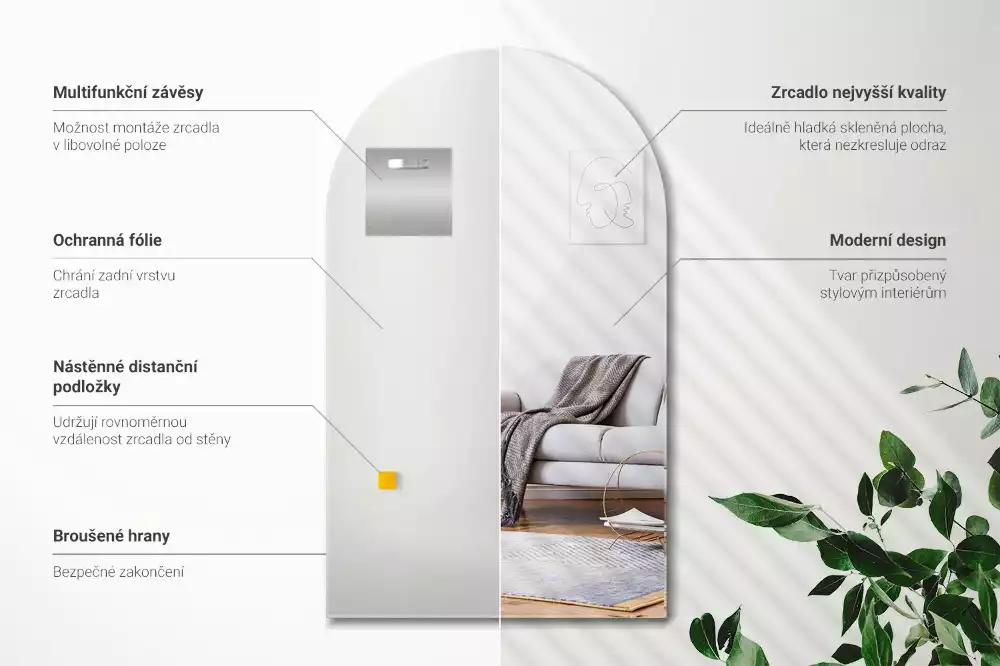 Specchio semiovale decorativo da parete