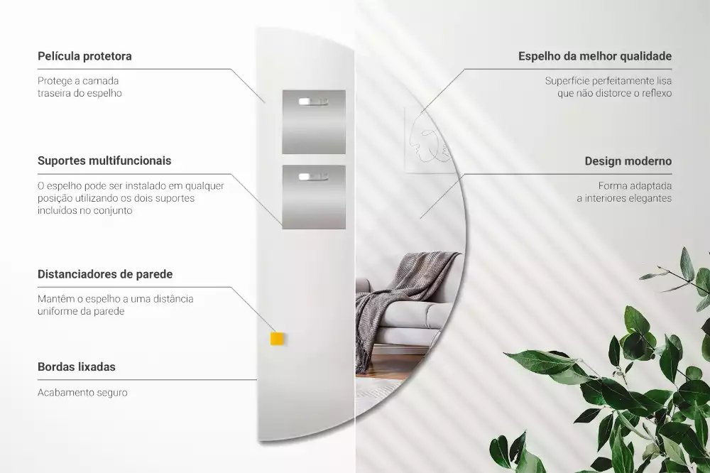 Specchio mezza luna da appendere senza cornice