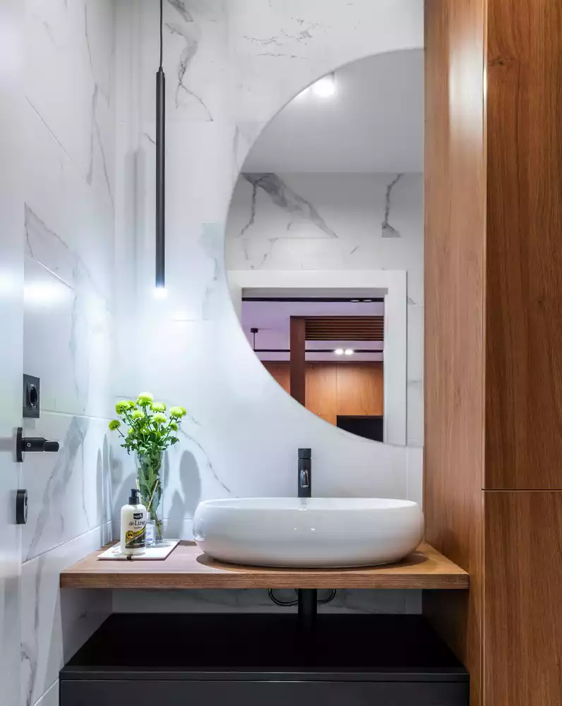 Specchio mezza luna da appendere senza cornice