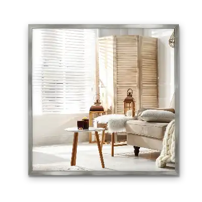 Specchio rettangolare con cornice argentea da parete