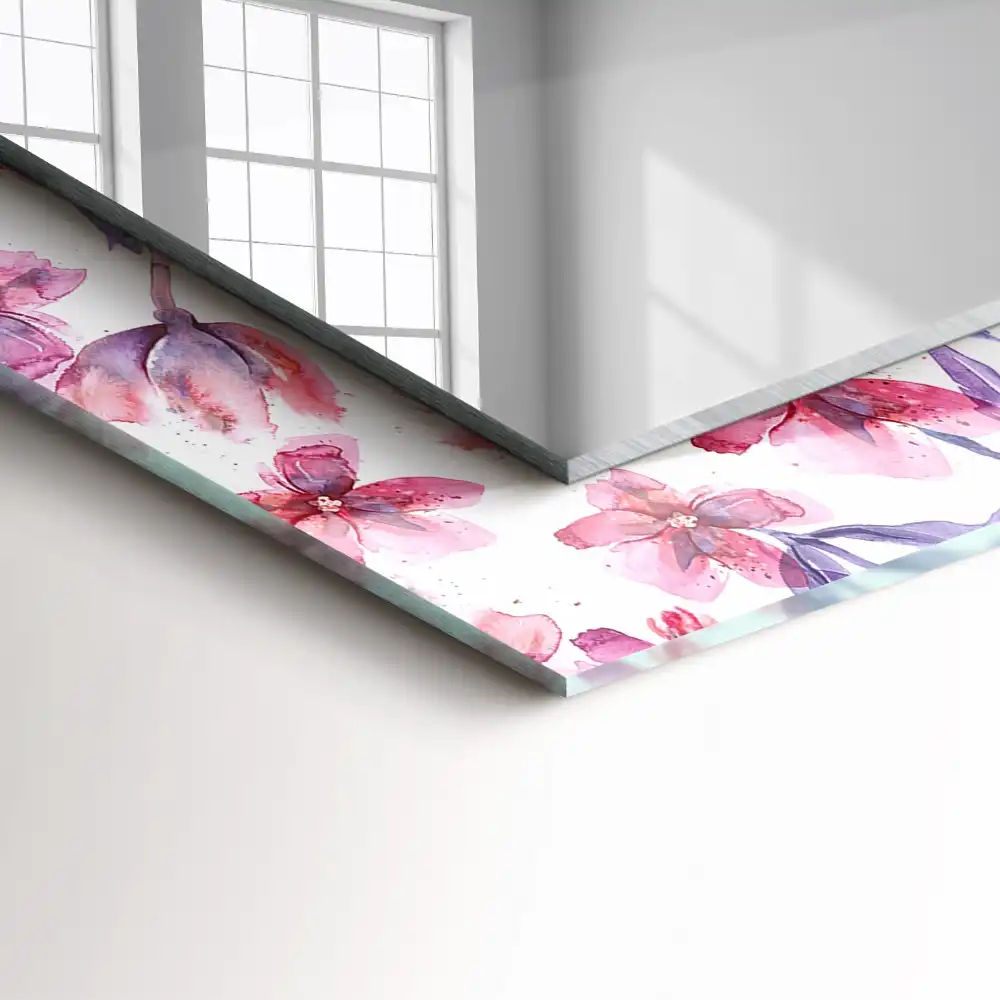 Specchio rettangolare stampato Motivo floreale ad acquerello