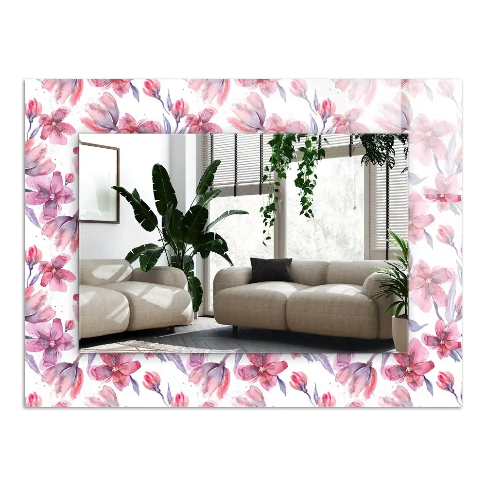 Specchio rettangolare stampato Motivo floreale ad acquerello