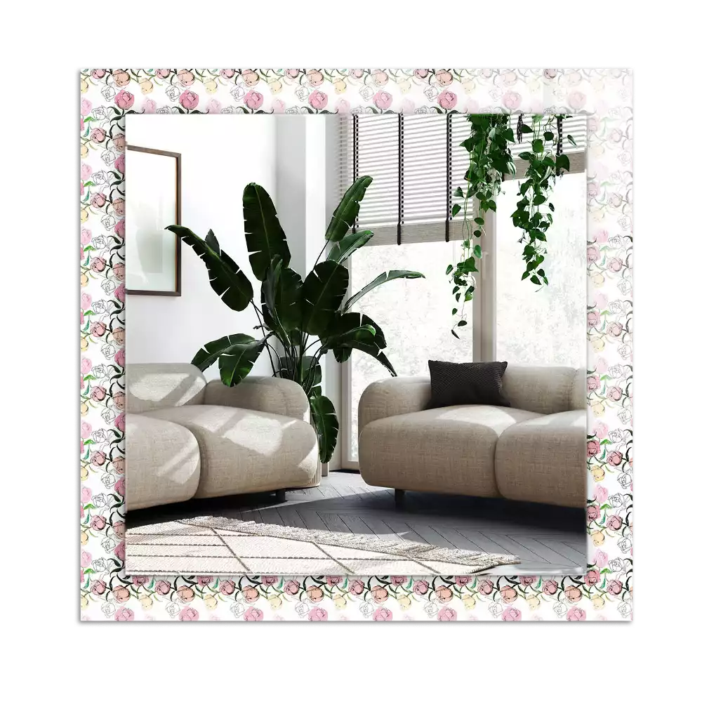 Specchio rettangolare con cornice stampata Motivo floreale