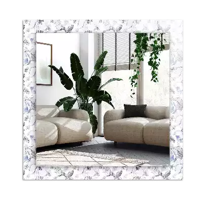 Specchio rettangolare stampato Fiori e foglie