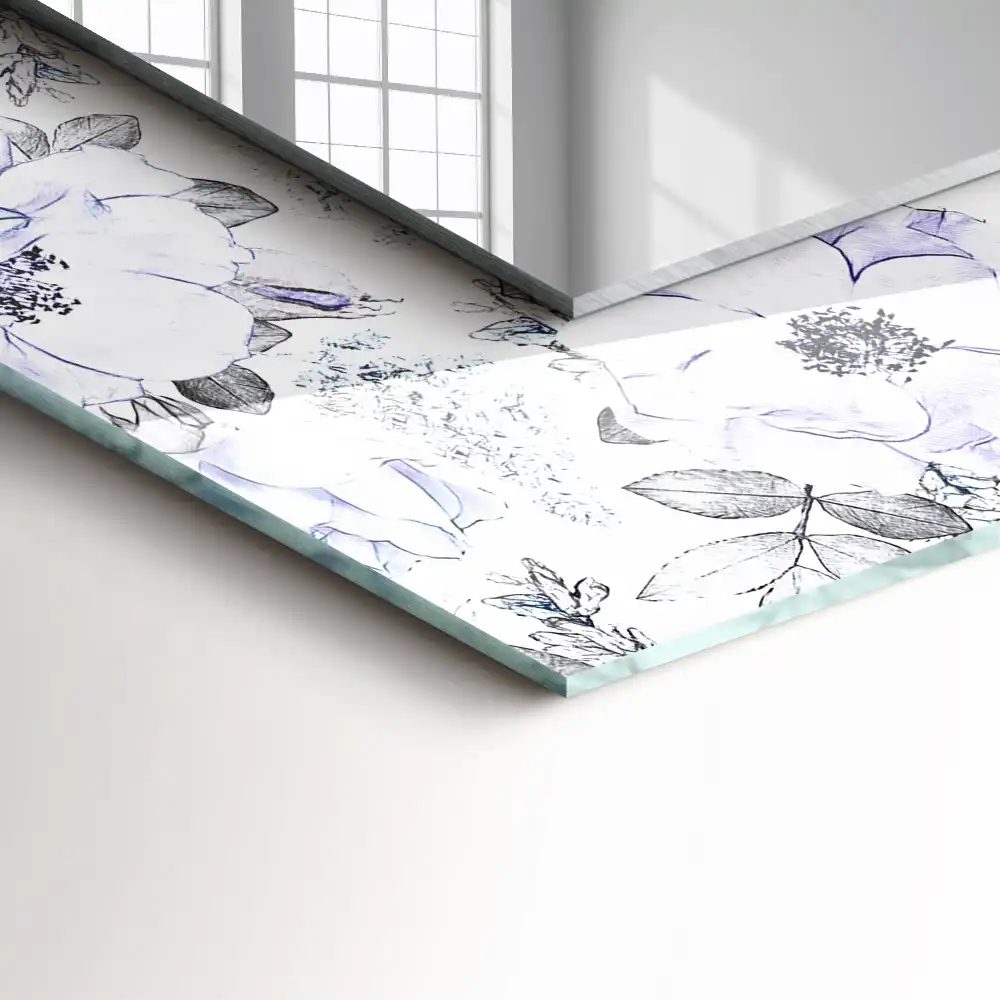Specchio rettangolare stampato Fiori e foglie